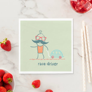 Serviette En Papier Personnage de moustache de conducteur de course dr