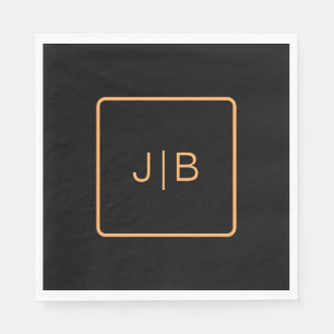 Serviette En Papier Personnalisable en noir et orange