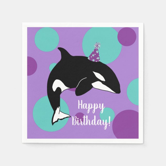 Serviette En Papier Personnalisable Orca Killer Whale Anniversaire (Devant)