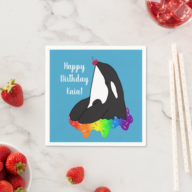 Serviette En Papier Personnalisable Orca Killer Whale Anniversaire (En situation)