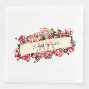 Serviette En Papier Personnalisable Vintage Féminin Floral Joie Au Mon