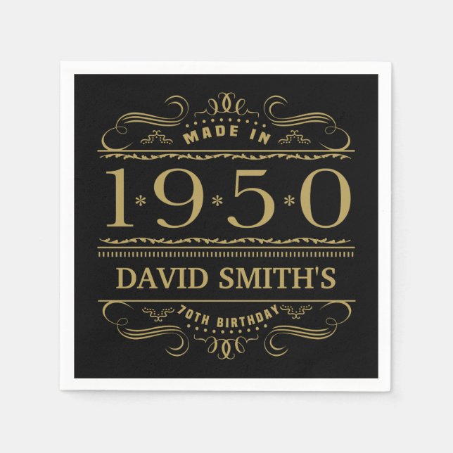 Serviette En Papier Personnalisé 1950 70e anniversaire (Devant)