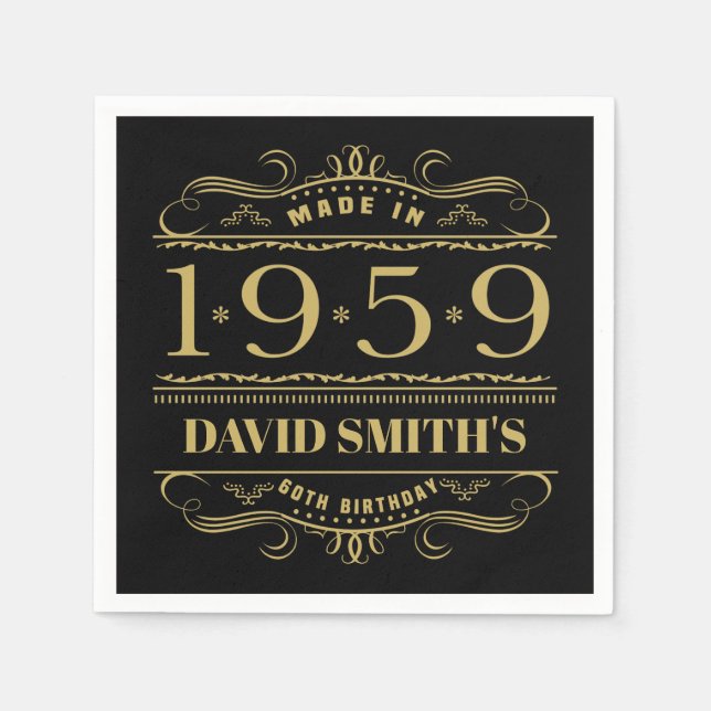 Serviette En Papier Personnalisé 1959 60e anniversaire (Devant)