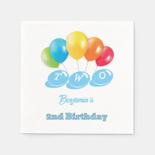Serviette En Papier Personnalisé 2e anniversaire Baby Blue Boy's Name