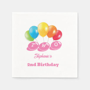 Serviette En Papier Personnalisé 2e anniversaire Soft Rose Girl's Name