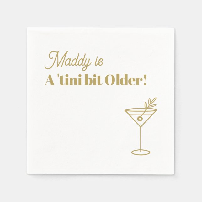 Serviette En Papier Personnalisé 30e anniversaire Martini Napkin Faux  (Devant)