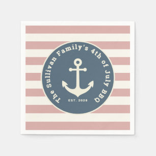 Serviette En Papier Personnalisé 4 juillet BBQ Nom de famille Nautilus