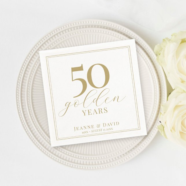 Serviette En Papier Personnalisé 50e anniversaire Mariage Élégant (Créateur téléchargé)