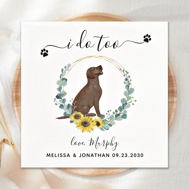 Serviette En Papier Personnalisé Chien Mariage I Do Too Labrador Cockt (Créateur téléchargé)
