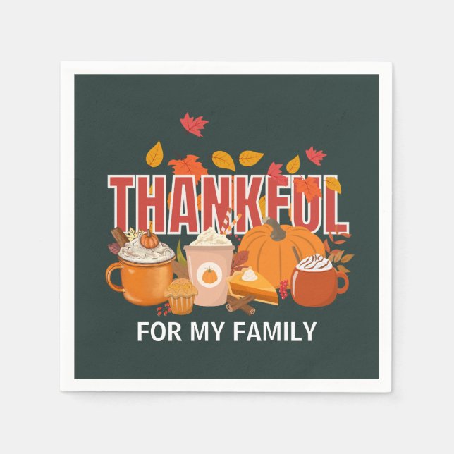 Serviette En Papier Personnalisé Citrouille de Thanksgiving Famille ME (Devant)