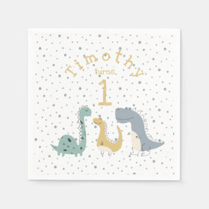 Serviette En Papier Personnalisé Cute Pastel Dinosaures Anniversaire