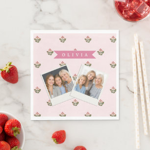 Serviette En Papier Personnalisé Délicat Botanique Floral Romantique