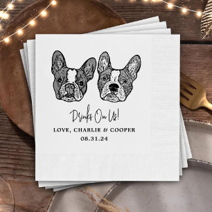 Serviette En Papier Personnalisé Deux Cocktails pour animaux Mariage d