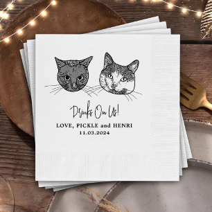 Serviette En Papier Personnalisé Deux Cocktails pour animaux Mariage d