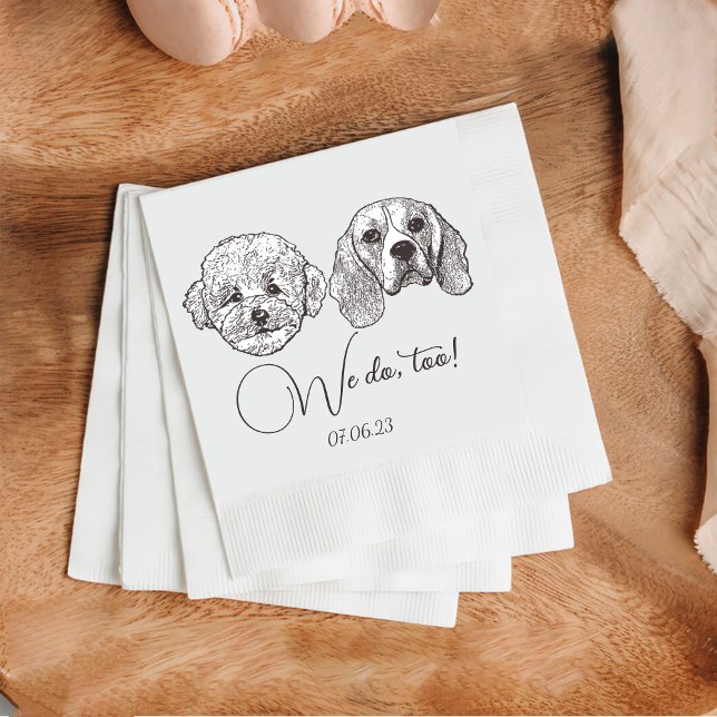 Serviette En Papier Personnalisé Deux Cocktails pour animaux Mariage d (Créateur téléchargé)