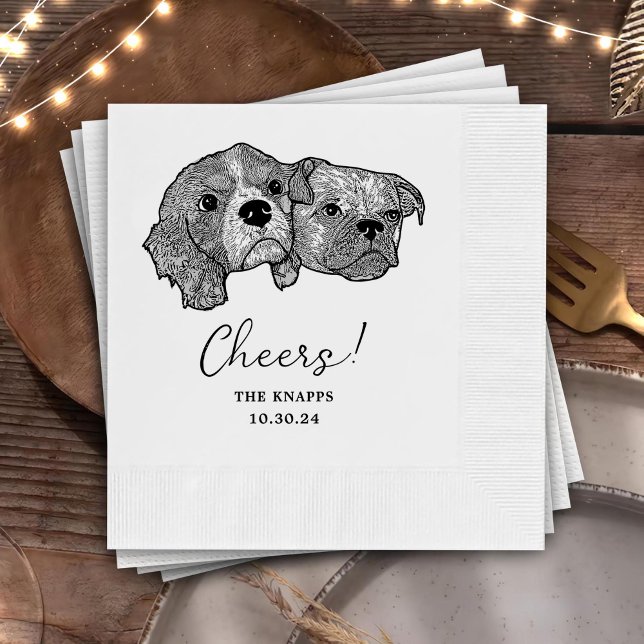 Serviette En Papier Personnalisé Deux Cocktails pour animaux Mariage d (Créateur téléchargé)