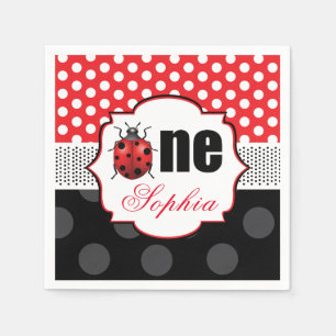 Serviette En Papier Personnalisé Elegant Ladybug premier anniversaire