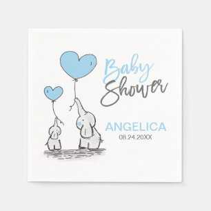 Serviette En Papier Personnalisé GARÇON Blue Elephant Maman & Baby sho