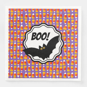 Serviette En Papier Personnalisé Halloween Candy Corn Black Bat Boo!