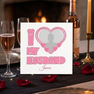 Serviette En Papier Personnalisé J'aime mon mari – Ajouter une photo e