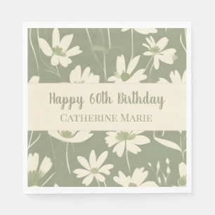 Serviette En Papier Personnalisé Joyeux 60e anniversaire Fleur sauvage