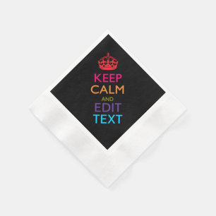Serviette En Papier Personnalisé KEEP CALM Votre texte Multicolore
