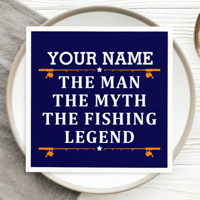 Serviette En Papier Personnalisé L'Homme Le Mythe La Légende De La Pêc (Créateur téléchargé)