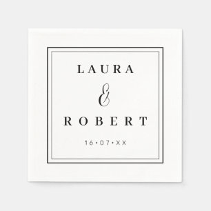 Serviette En Papier Personnalisé Moderne Élégant Simple Mariage élégan