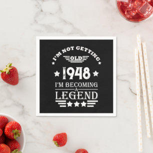 Serviette En Papier Personnalisé noir blanc vintage 75e anniversaire