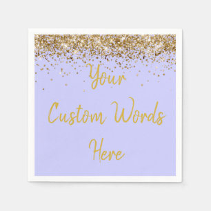 Serviette En Papier Personnalisé Périwinkle violet et or fête d'annive