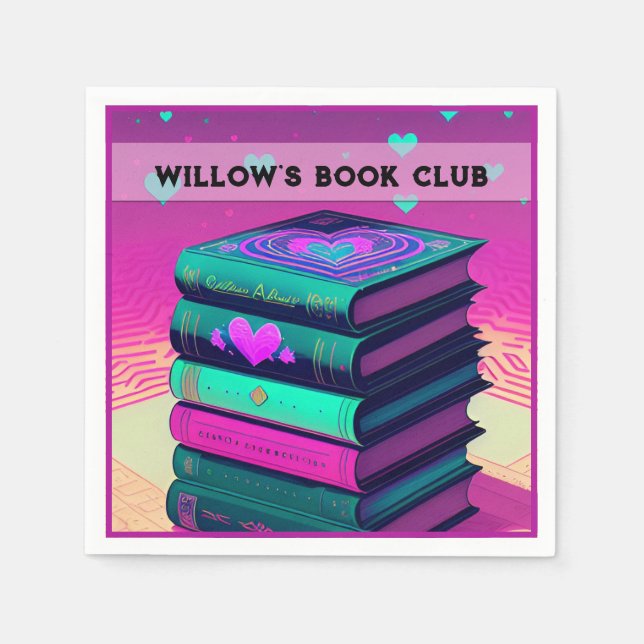 Serviette En Papier Personnalisé Pour L'Amour Des Livres Rose (Devant)