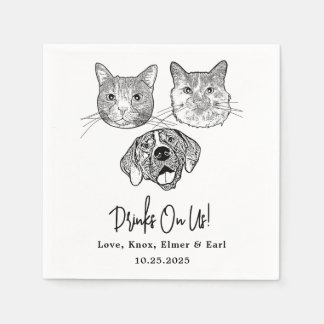 Serviette En Papier Personnalisé Trois Cocktail pour animaux Mariage d