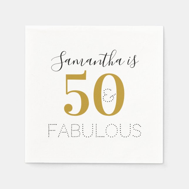 Serviette En Papier Personnalisée 50 et fabuleuse Gold Birthday Party (Devant)