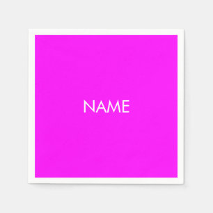 Serviette En Papier Personnaliser avec nom, texte minimaliste magenta 