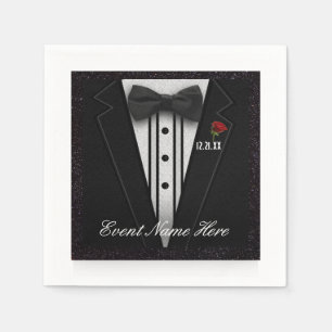 Serviette En Papier Personnaliser Black Tuxedo et Night Sky
