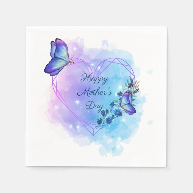 Serviette En Papier Personnaliser Bonne fête des mères papillons flora (Devant)