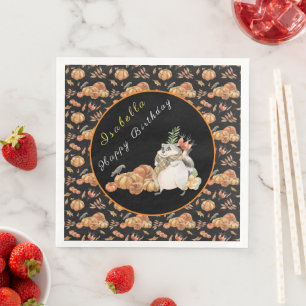 Serviette En Papier Personnaliser citrouille Raccoon Texte et couleur