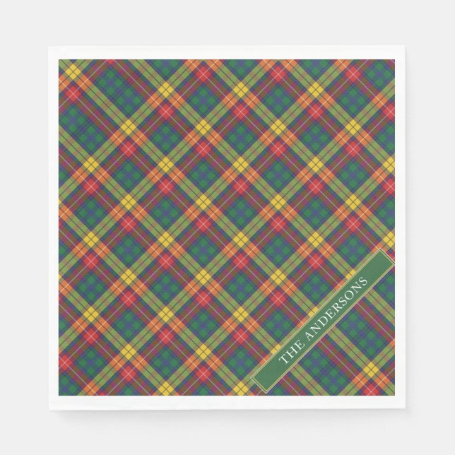 Serviette En Papier Personnaliser Clan Buchanan Tartan Plaid (Devant)
