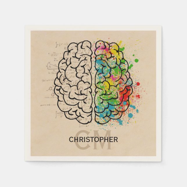 Serviette En Papier Personnaliser Le Cerveau Humain Gauche Et Droite (Devant)