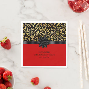 Serviette En Papier Personnalisez l'Empreinte de léopard Red Black Gol