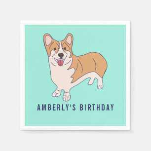 Serviette En Papier Personnalized Corgi Dog Birthday Party Paper Napki