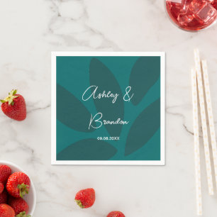 Serviette En Papier Pétales de fleur mood Mariage Turquoise botanique