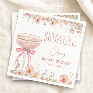 Serviette En Papier Pétales de ruban rose et prosecco rosé pour une ba