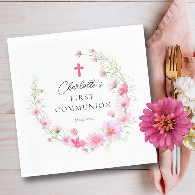 Serviette En Papier Pétales délicates Première communion (Créateur téléchargé)