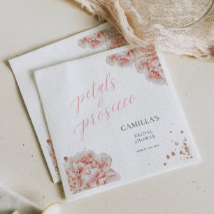Serviette En Papier Pétales et Prosecco Rose Pâle Floral Étincelant