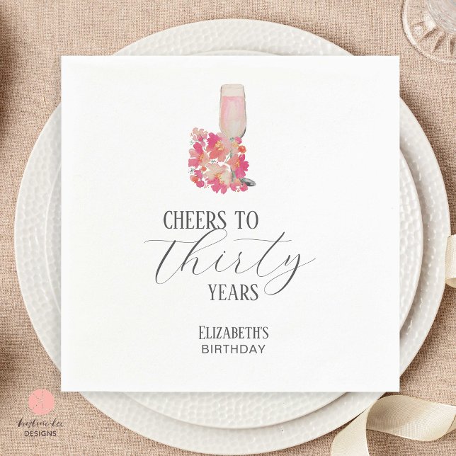 Serviette En Papier Pétales & Procuco 30e anniversaire Floral Pink Chi (Créateur téléchargé)