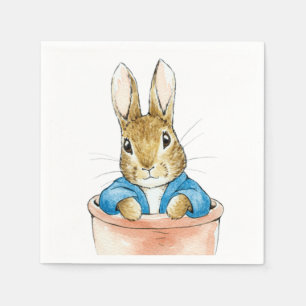 Serviette En Papier Peter le lapin assis dans un pot Plante