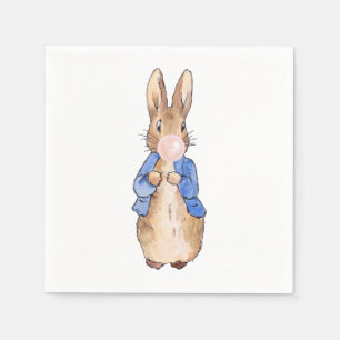 Serviette En Papier Peter le lapin souffler une gomme à bulle blanche