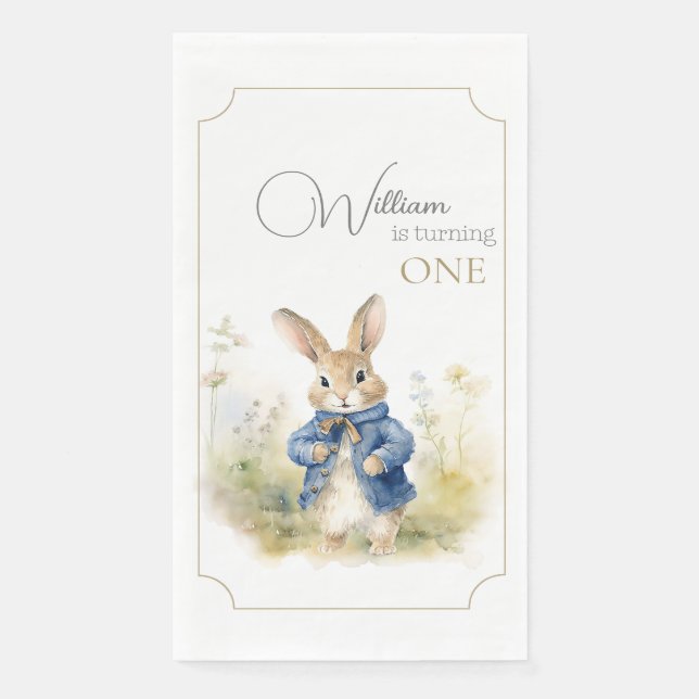 Serviette En Papier Peter Le Rabbit Aquarelle Anniversaire (Devant)