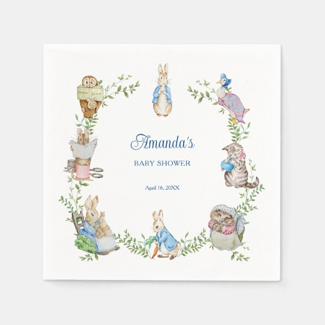 Serviette En Papier Peter Rabbit Baby Shower (Devant)